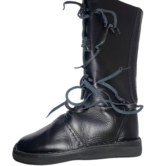 Handmade Medieval Renaissance Viking High Leather Black‎ Boots Sz 8 main image 5
